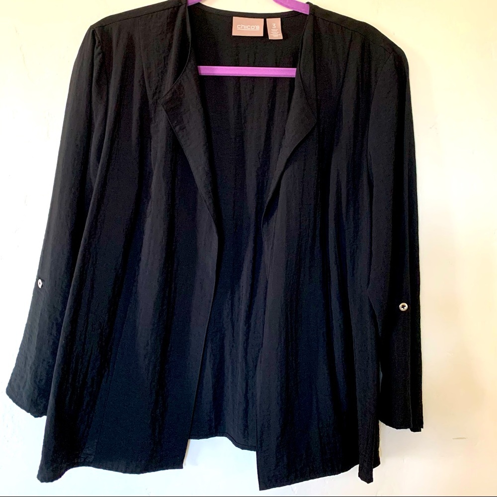 Chico’s black blazer with rollup sleeves Size XL / 16